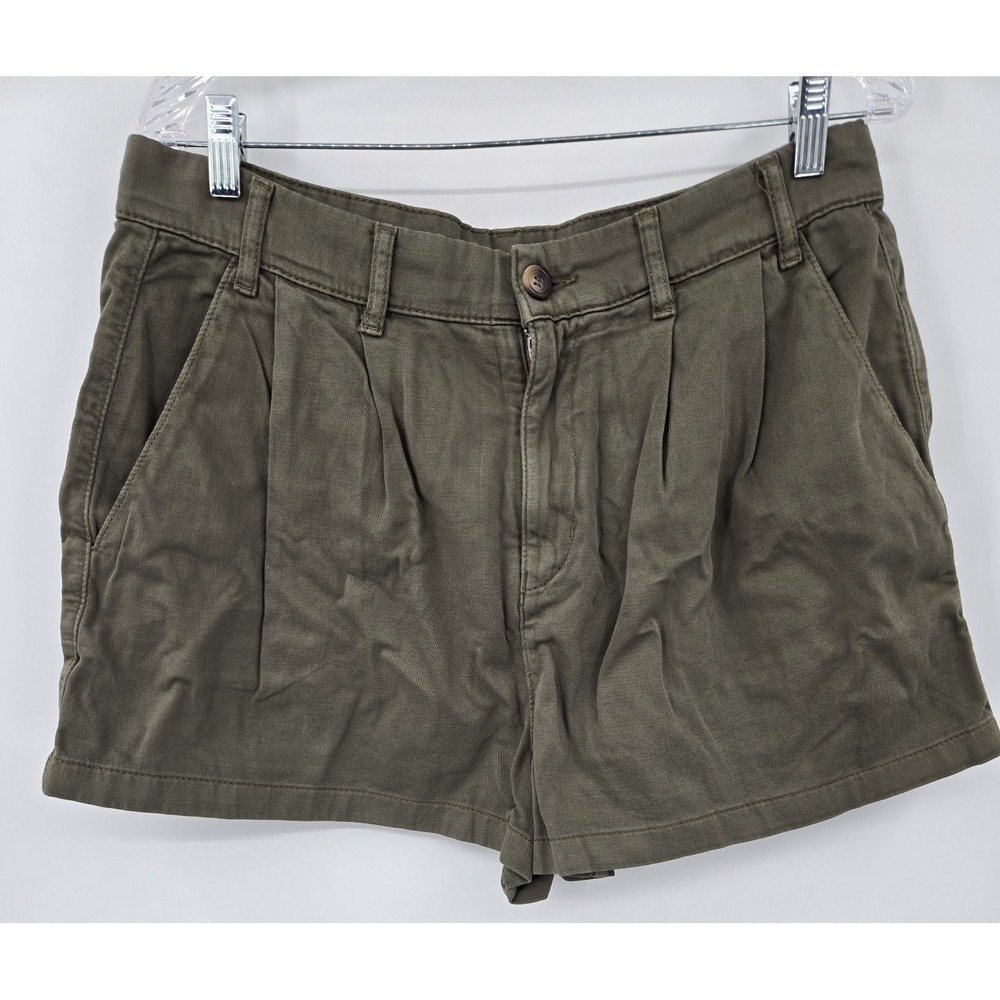 Free People Women's Size 12 Pleated Shorts Khaki Green Billie Chino Boho